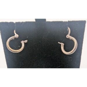 STERLING SILVER Small Hoop Earrings Womens Classic Minimal Huggie 1.12g